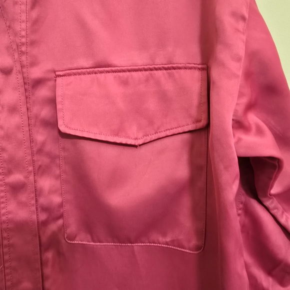 ZARA women's size Large Oversized Long Sleeve Satin Button Up Shirt Pink - Picture 6 of 16